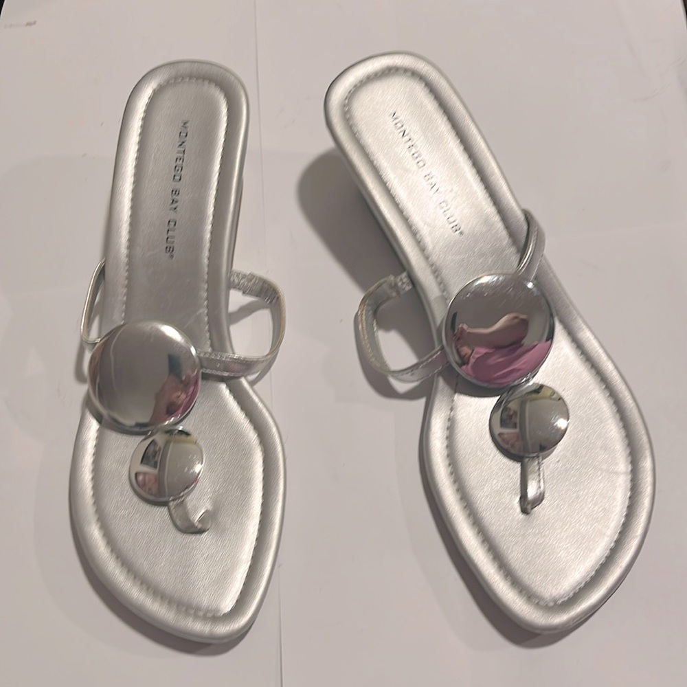 Montego Bay Club Silver Women's Low Wedge Sandals